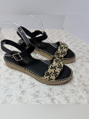 Woven Black & Natural Espadrille Sandals for Women Made in Spain